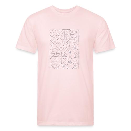 Geometric Wave & Star Sashiko Stitch Pattern - Unisex Poly/Cotton T-Shirt