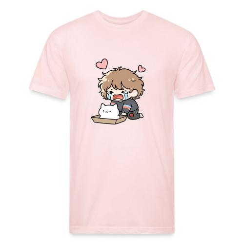 Crying Chibi Boy with Stray Cat - Unisex Poly/Cotton T-Shirt