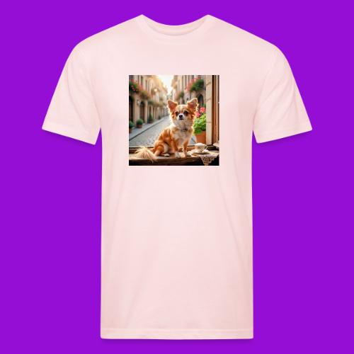 Morning coffee Chihuahua - Men’s Fitted Poly/Cotton T-Shirt