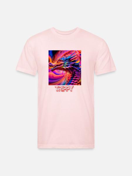 Trippy psychedelic fractal dragon - Unisex Poly/Cotton T-Shirt - blush pink
