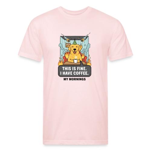 🔥 Funny Dog Meme “This Is Fine, I Have Coffee” - Unisex Poly/Cotton T-Shirt