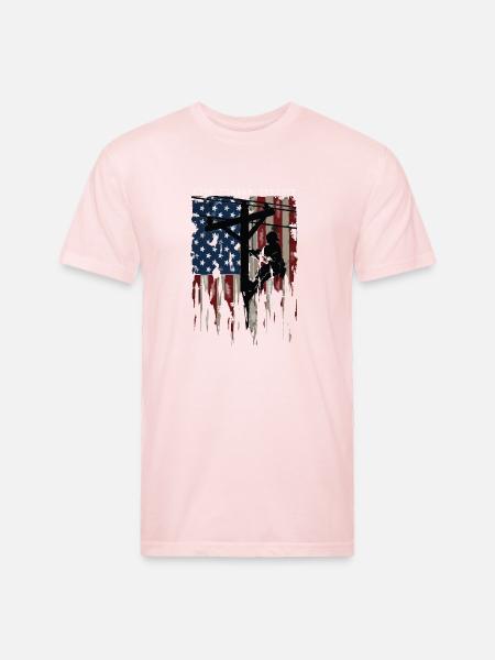 Blue Collar Patriot - Unisex Poly/Cotton T-Shirt - blush pink