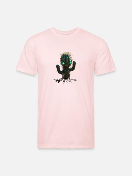 Robo Cactus Guardian - Unisex Poly/Cotton T-Shirt - blush pink