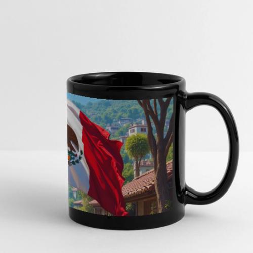Mexican flag surrounded by nature and magic town - Full Color Panoramic Mug