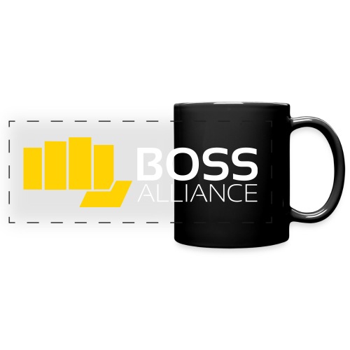 BOSS Fist - White Text - Horizontal - Full Color Panoramic Mug