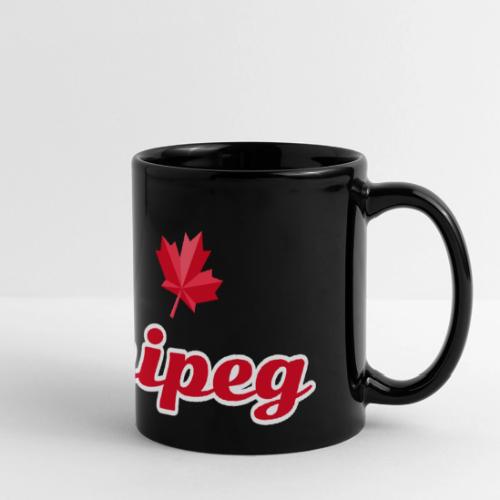 Winnipeg with two red maple leaves - Full Color Panoramic Mug
