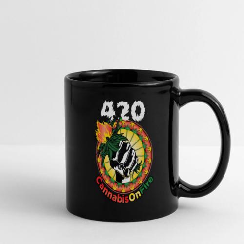 Whimsical 420 OnFire Time Weed Marijuana Design - Full Color Panoramic Mug