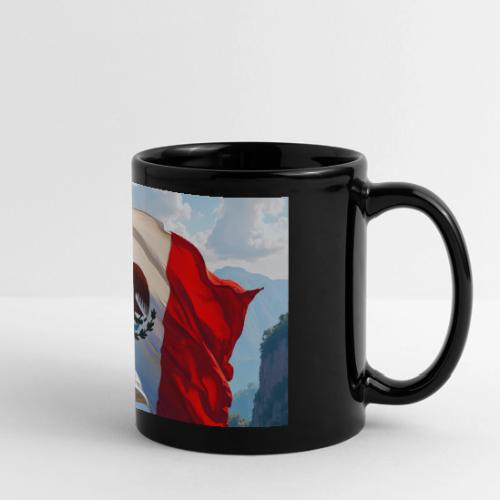 Mexican Flag in Mountain Nature Landscape - Full Color Panoramic Mug