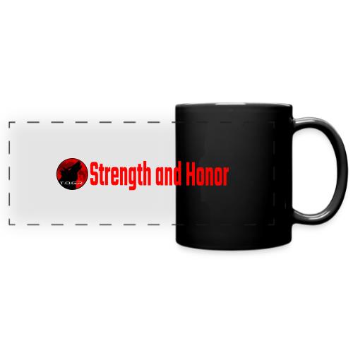 Strength and Honor - Red Letters - Full Color Panoramic Mug