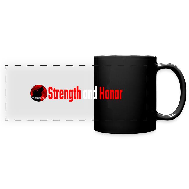 Strength and Honor - Red and White Letters