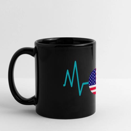 Heartbeat USA Flag – Patriotic American Pride Tee - Full Color Panoramic Mug