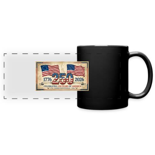 USA 250th Anniversary Flags Emblem - Full Color Panoramic Mug