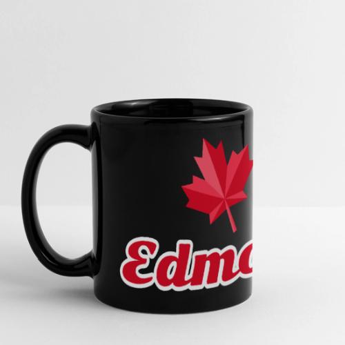 Edmonton with two red maple leaves - Full Color Panoramic Mug