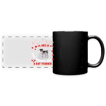 My Heart Is Held By The Paws Of A Rat Terrier - Full Color Panoramic Mug - black - Front