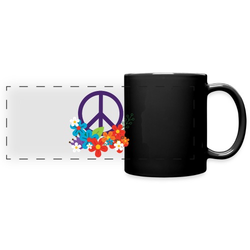 Hippie Peace Design With Flowers - Full Color Panoramic Mug