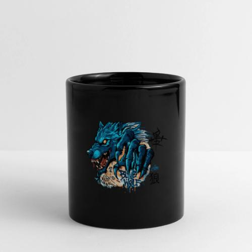 Blue Wolf Graffiti Street Art - Full Color Panoramic Mug