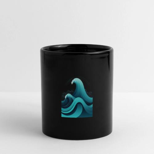 Dynamic Ocean Wave Illustration - Full Color Panoramic Mug