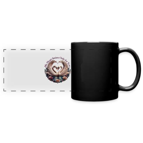 My Heart Swims Only for You Swan Heart T-Shirt - Full Color Panoramic Mug