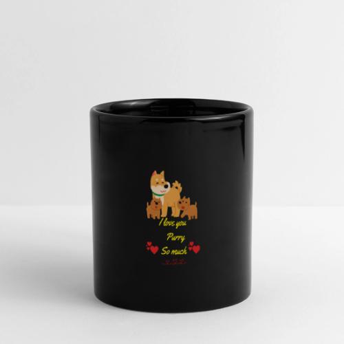 Cute Dog Family Love – “I Love You Purry So much - Full Color Panoramic Mug