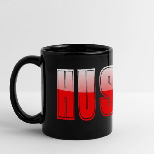 HUSTLE Bold Red Motivational Typography Design - Full Color Panoramic Mug