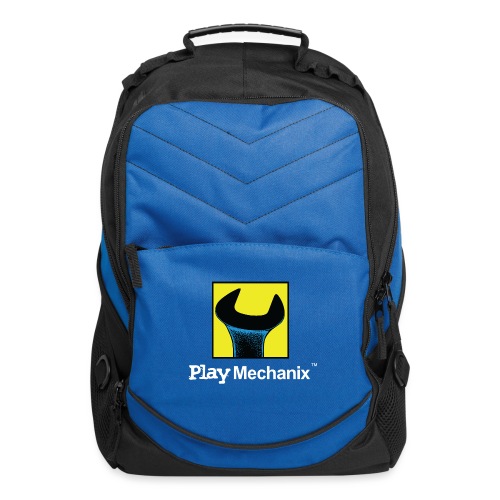 Play Mechanix Logo_ WHT - Computer Backpack