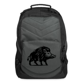 Wild Boar Hog Razorback Design - Computer Backpack - charcoal - Front