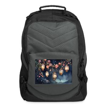 Watercolor Starry Lanterns - Computer Backpack - charcoal - Front