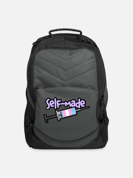 Self Made Trans Flag - Computer Backpack - charcoal
