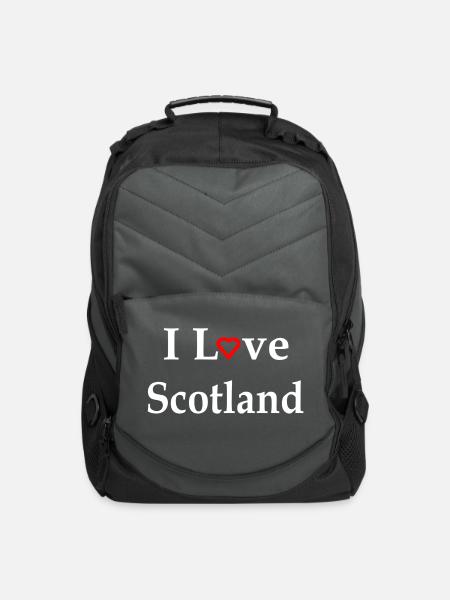 I Love Scotland Red Heart Text For Dark Colors - Computer Backpack - charcoal