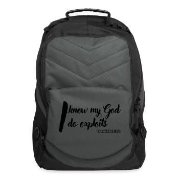 I know my God I do exploits bible verse - Computer Backpack - charcoal - Front