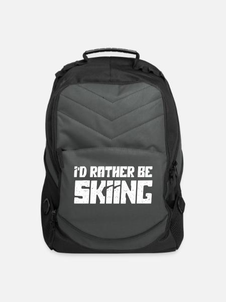 I d Rather Be Skiing Skier Outfit - Computer Backpack - charcoal
