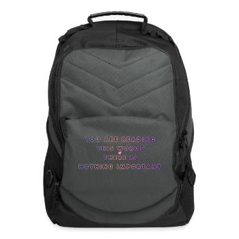 funny words sticker - Computer Backpack - charcoal - Front