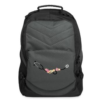 Stethoscope with Flowers - Computer Backpack - charcoal - Front