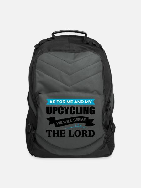 As For Me And My Upcycling We Will Serve The Lord - Computer Backpack - charcoal