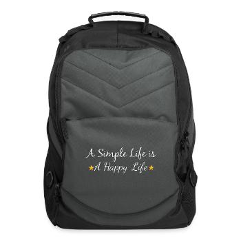 A simple life is a happy life - Computer Backpack - charcoal - Front