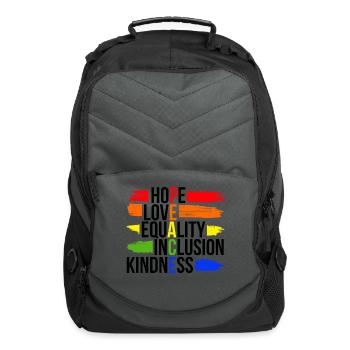 HOPE LOVE EQUALITY INCLUSION KINDNESS - Computer Backpack - charcoal - Front