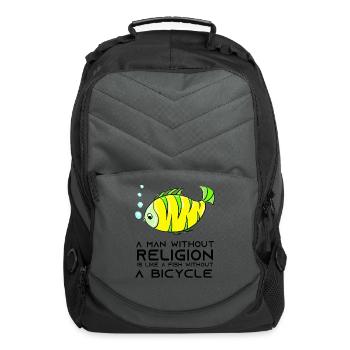 A Man Without Religion Is Like A Fish (Atheist) - Computer Backpack - charcoal - Front