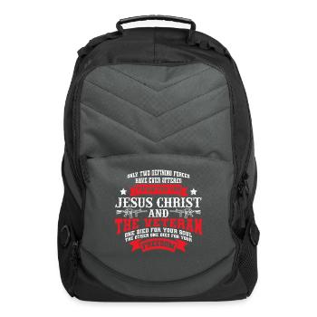 Religious Veterans Day Freedom Saying - Computer Backpack - charcoal - Front