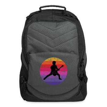 Bass Guitar Player Musician Bassist Vintage Retro - Computer Backpack - charcoal - Front