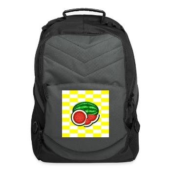 Watermelon on Gold Background - Computer Backpack - charcoal - Front