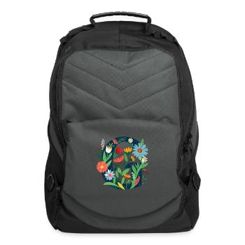 Spring Floral Blossom Letter 'G' - Computer Backpack - charcoal - Front