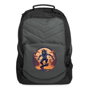 Scary Halloween Party Costume Werewolf Skateboard - Computer Backpack - charcoal - Front