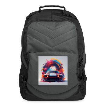 Neon Splash Drifter Car Art - Computer Backpack - charcoal - Front