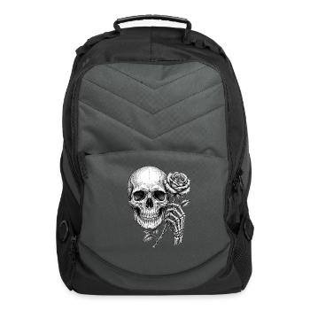Skull and Rose Inked in Black - Computer Backpack - charcoal - Front