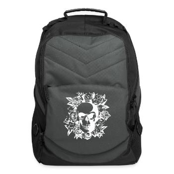 skulls and roses vector - Computer Backpack - charcoal - Front