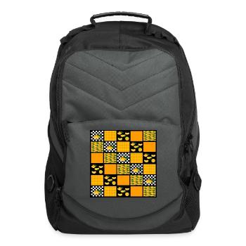 Tangerine and Plaid Patchwork - Computer Backpack - charcoal - Front