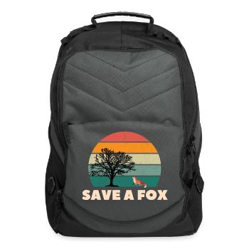Save a fox, foxes, cute fox - Computer Backpack - charcoal - Front
