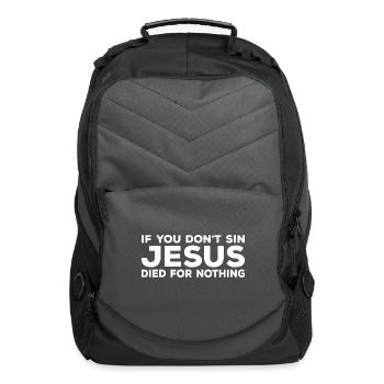 Atheist Sayings | Atheism Religion Gifts - Computer Backpack - charcoal - Front