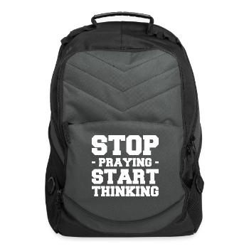 Atheism Sayings | Gifts for Atheists Faith - Computer Backpack - charcoal - Front