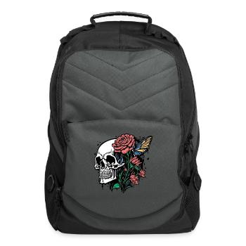 Skull and Rose Flower - Computer Backpack - charcoal - Front